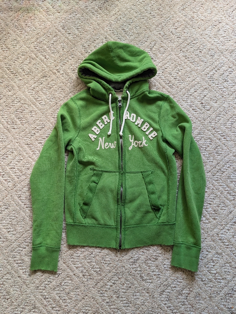 Vintage Y2K 2000s Abercrombie & Fitch Full Zip Sweatshirt Hoodie Kelly Green